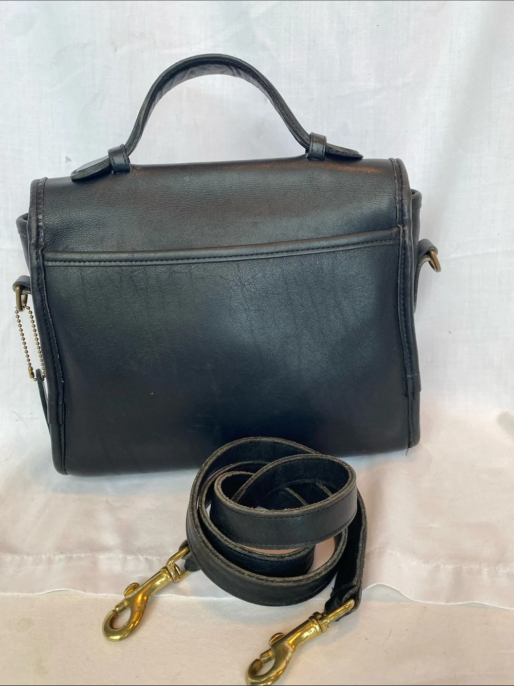 Coach 9870 Court Bag Classic Black Leather Top-Handle Crossbody Bag